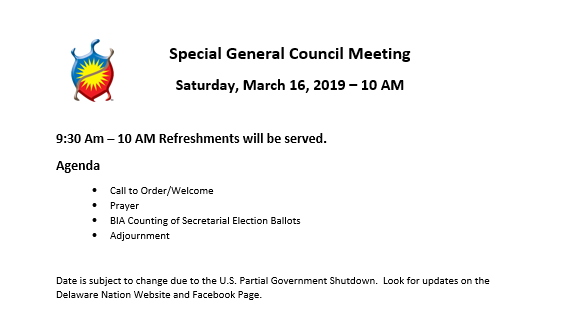 Special General Council Meeting & Agenda